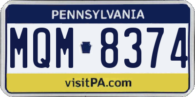 PA license plate MQM8374