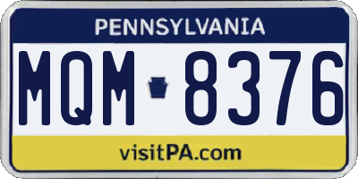 PA license plate MQM8376