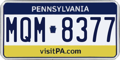 PA license plate MQM8377