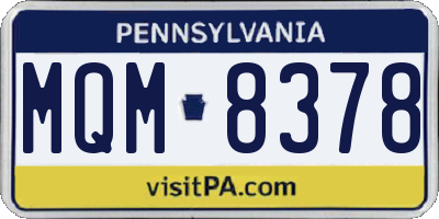 PA license plate MQM8378