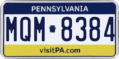 PA license plate MQM8384