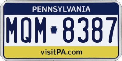 PA license plate MQM8387