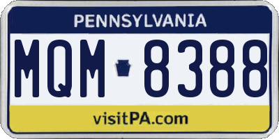 PA license plate MQM8388