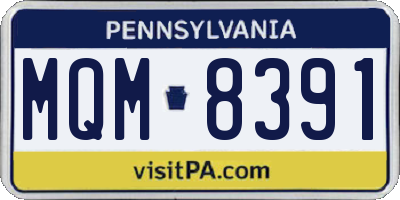 PA license plate MQM8391