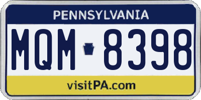 PA license plate MQM8398