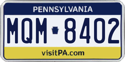 PA license plate MQM8402