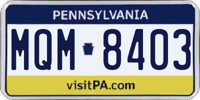 PA license plate MQM8403