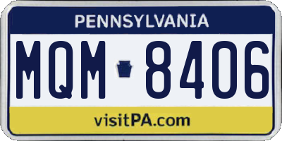 PA license plate MQM8406