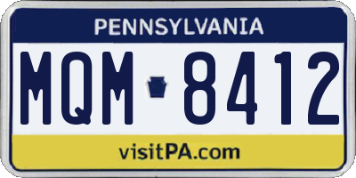 PA license plate MQM8412