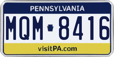 PA license plate MQM8416