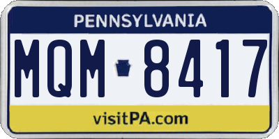 PA license plate MQM8417