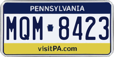 PA license plate MQM8423