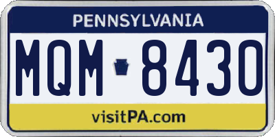 PA license plate MQM8430