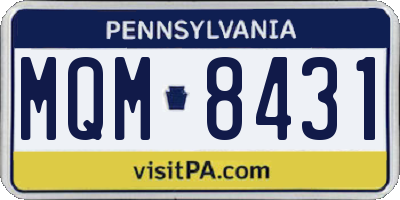 PA license plate MQM8431