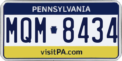 PA license plate MQM8434