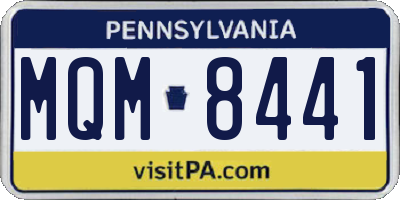 PA license plate MQM8441