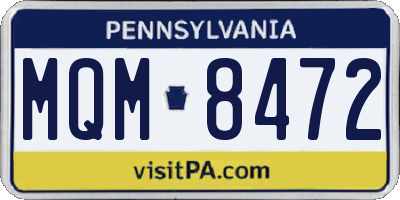 PA license plate MQM8472