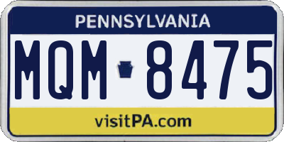 PA license plate MQM8475