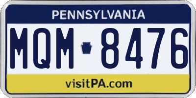 PA license plate MQM8476