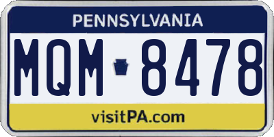 PA license plate MQM8478