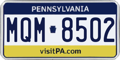 PA license plate MQM8502