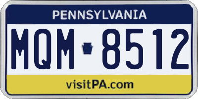 PA license plate MQM8512