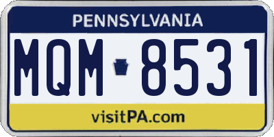 PA license plate MQM8531