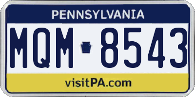 PA license plate MQM8543