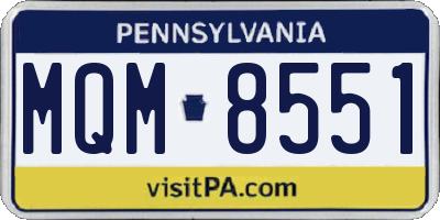 PA license plate MQM8551