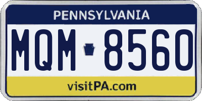 PA license plate MQM8560