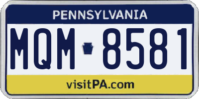 PA license plate MQM8581
