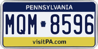 PA license plate MQM8596