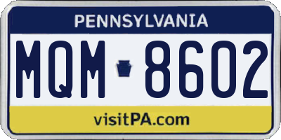 PA license plate MQM8602