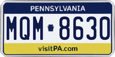 PA license plate MQM8630