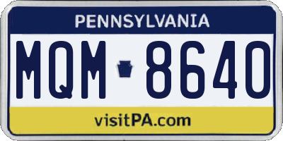 PA license plate MQM8640