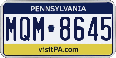 PA license plate MQM8645