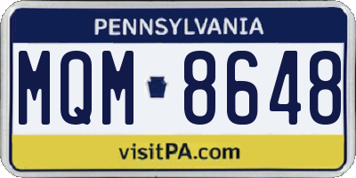 PA license plate MQM8648
