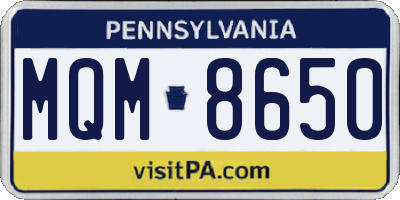PA license plate MQM8650
