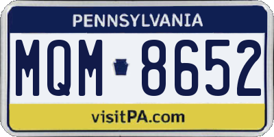 PA license plate MQM8652