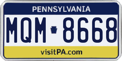 PA license plate MQM8668