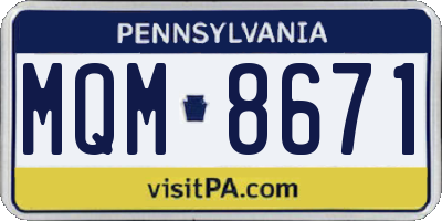 PA license plate MQM8671