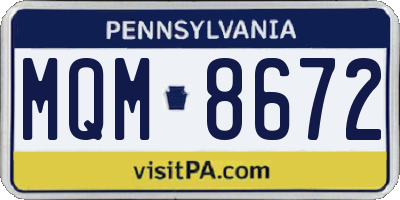 PA license plate MQM8672