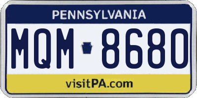 PA license plate MQM8680