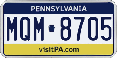 PA license plate MQM8705