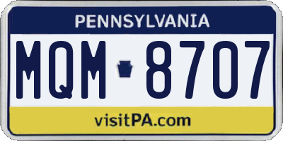 PA license plate MQM8707