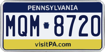 PA license plate MQM8720