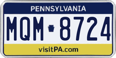 PA license plate MQM8724