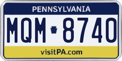 PA license plate MQM8740