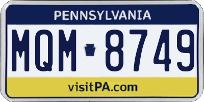PA license plate MQM8749