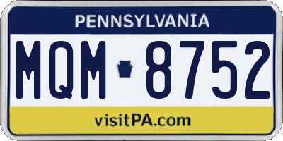 PA license plate MQM8752